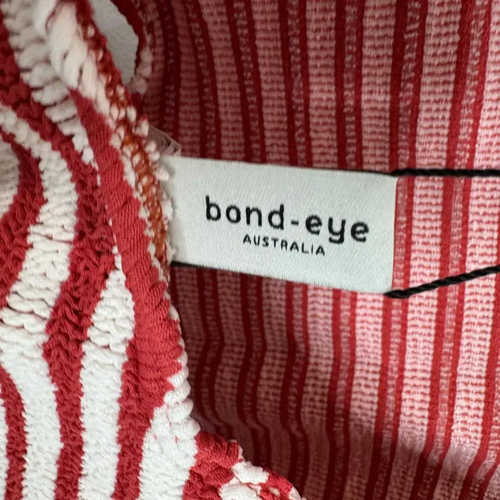 Bond Eye Mara One Piece Swimsuit Red Rooibos Striped  Stretch O/S New